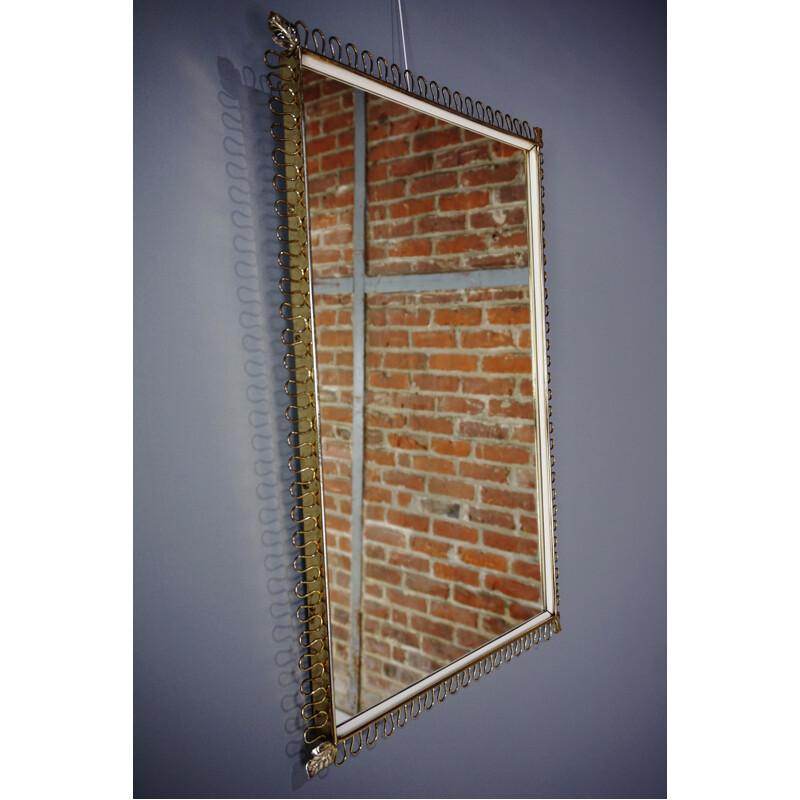 Rectangular vintage brass mirror - 1950s