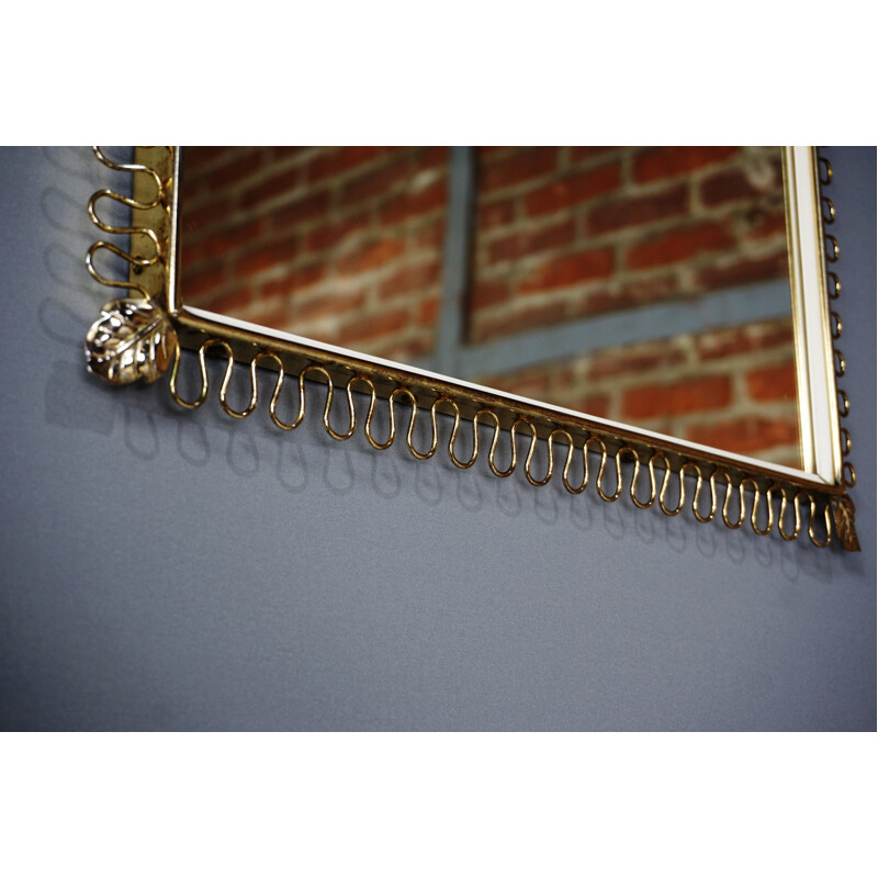Rectangular vintage brass mirror - 1950s