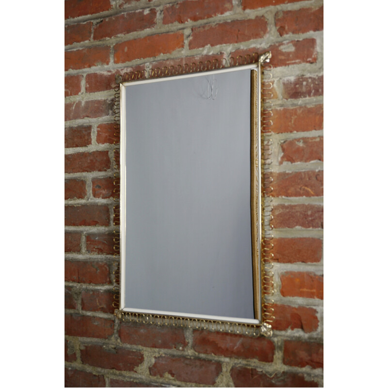 Rectangular vintage brass mirror - 1950s