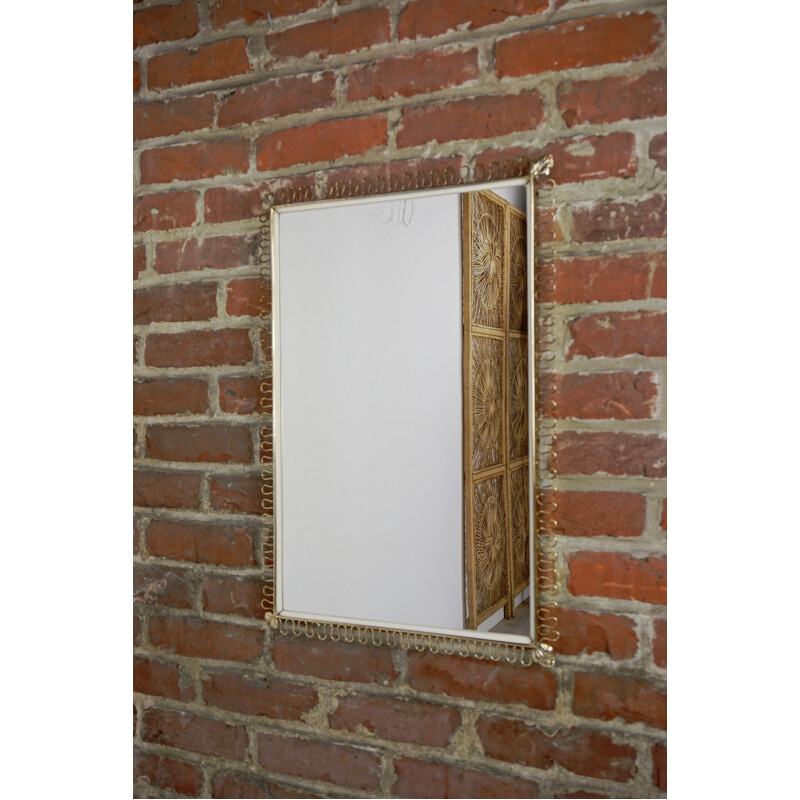 Rectangular vintage brass mirror - 1950s