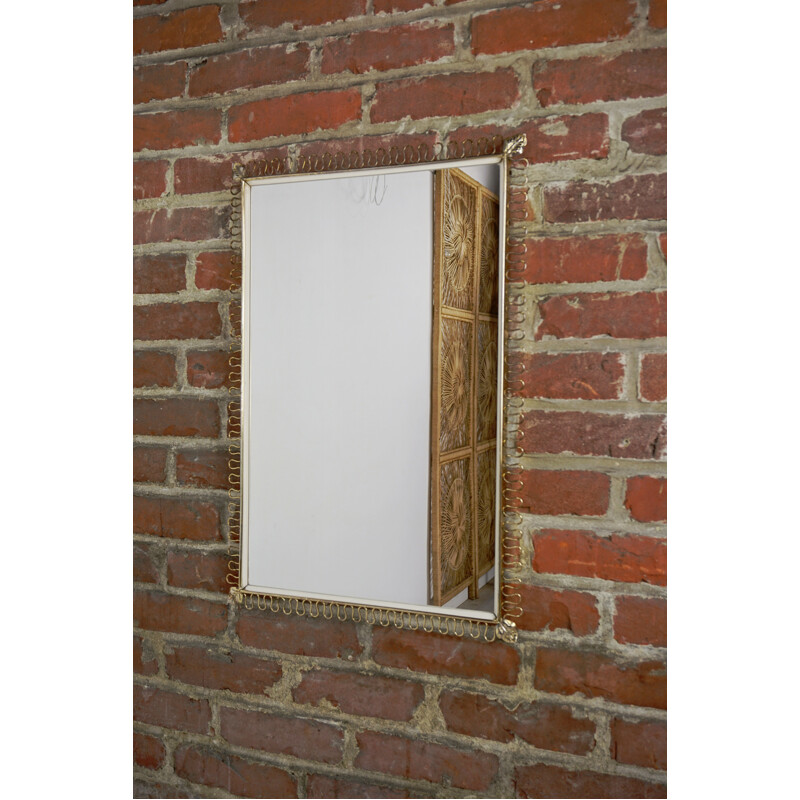 Rectangular vintage brass mirror - 1950s