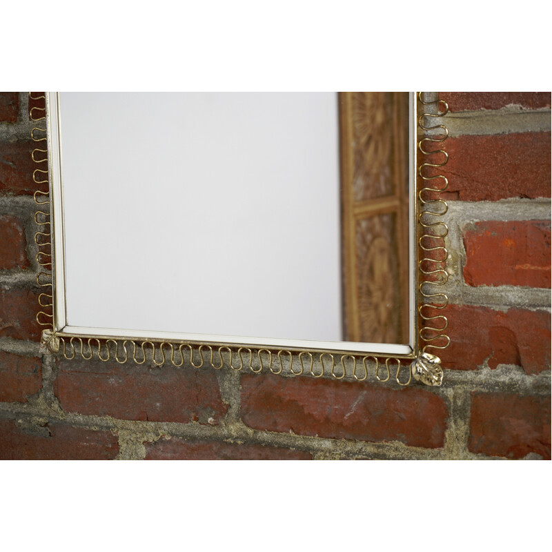 Rectangular vintage brass mirror - 1950s