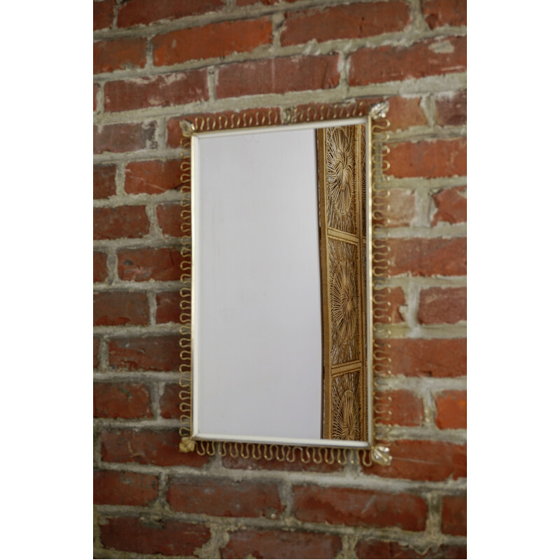 Rectangular brass mirror by Joseph Franck - 1950s