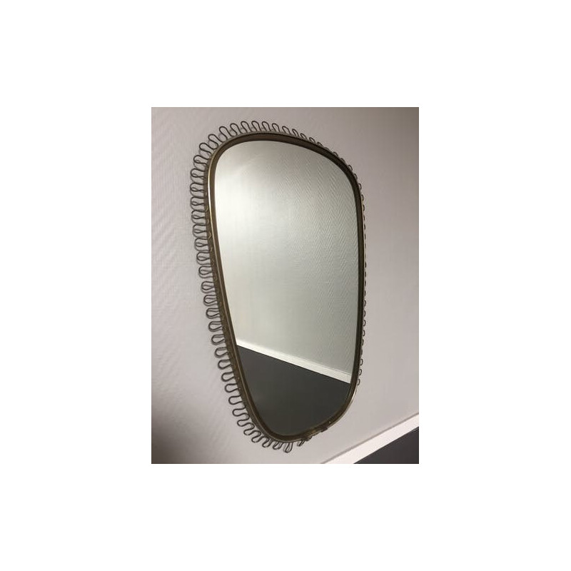 Free Form Mirror in brass, metal and wood by Josef Frank - 1950s