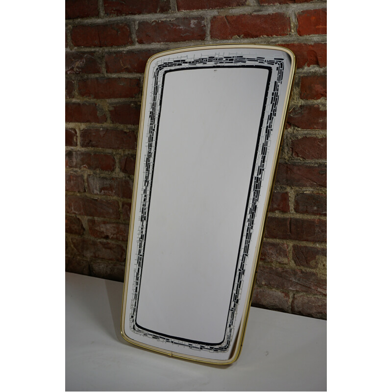 Vintage screen-printed mirror - 1950s