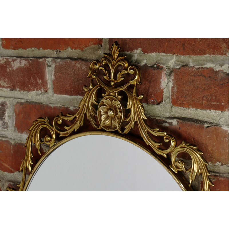 Vintage venetian style oval mirror in brass - 1940s