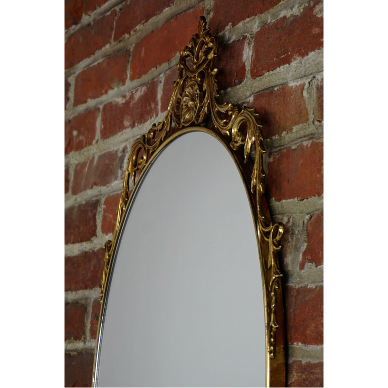 Vintage venetian style oval mirror in brass - 1940s