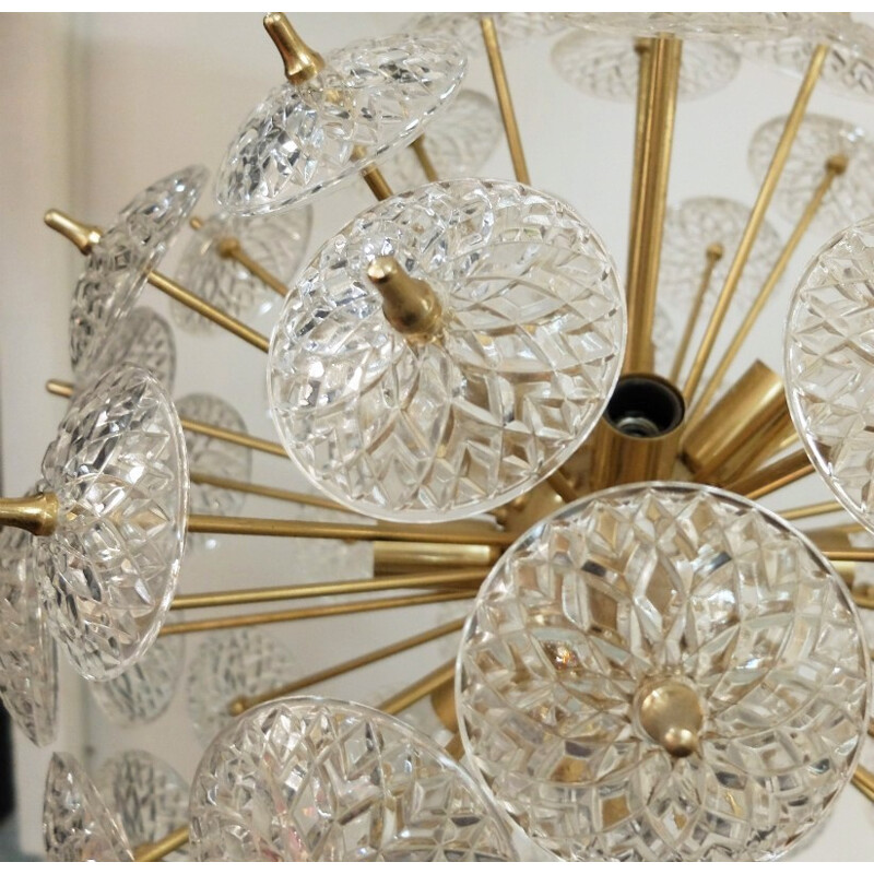 Pendant lamp in brass and crystal "Snowball" by Emil Stejnar & Robert Nikkol for Rupert Nikoll - 1950s