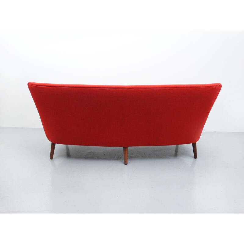 Danish 3-seater red sofa, Kurt OLSEN - 1954