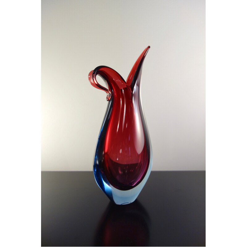 Vase vintage italien rouge par Flavio Poli pour Seguso - 1950