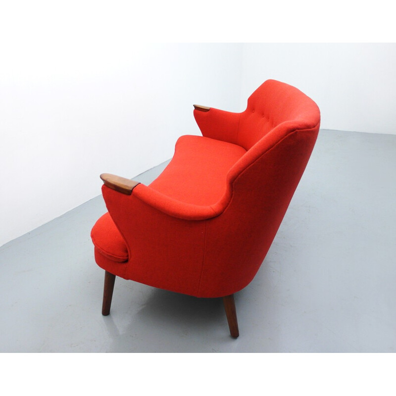 Danish 3-seater red sofa, Kurt OLSEN - 1954