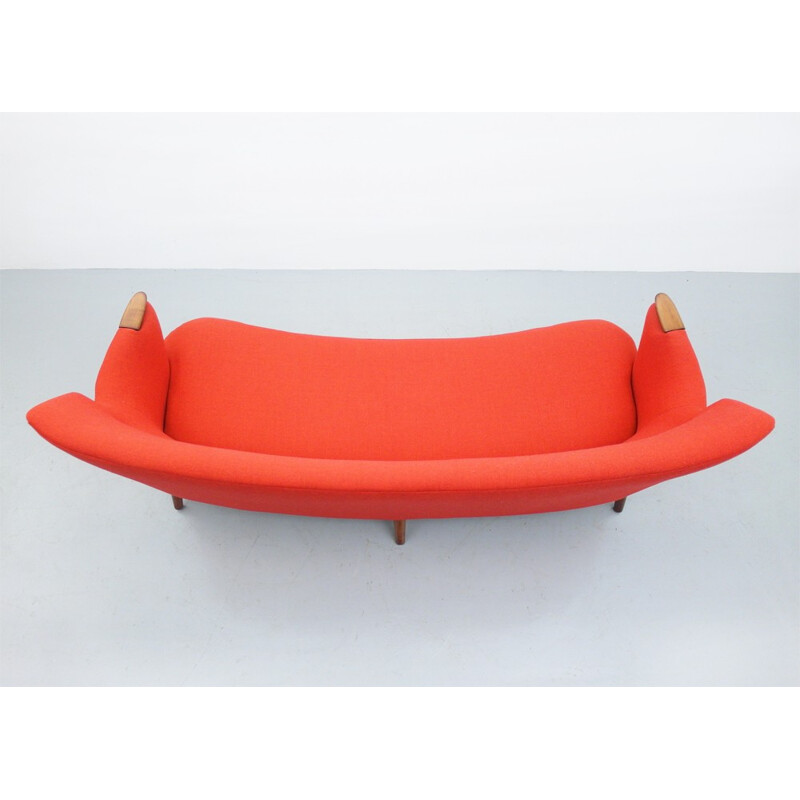 Danish 3-seater red sofa, Kurt OLSEN - 1954