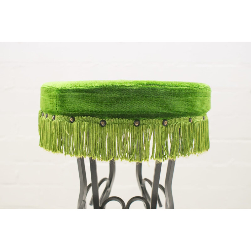 Set of 4 vintage green bar Stools - 1950s