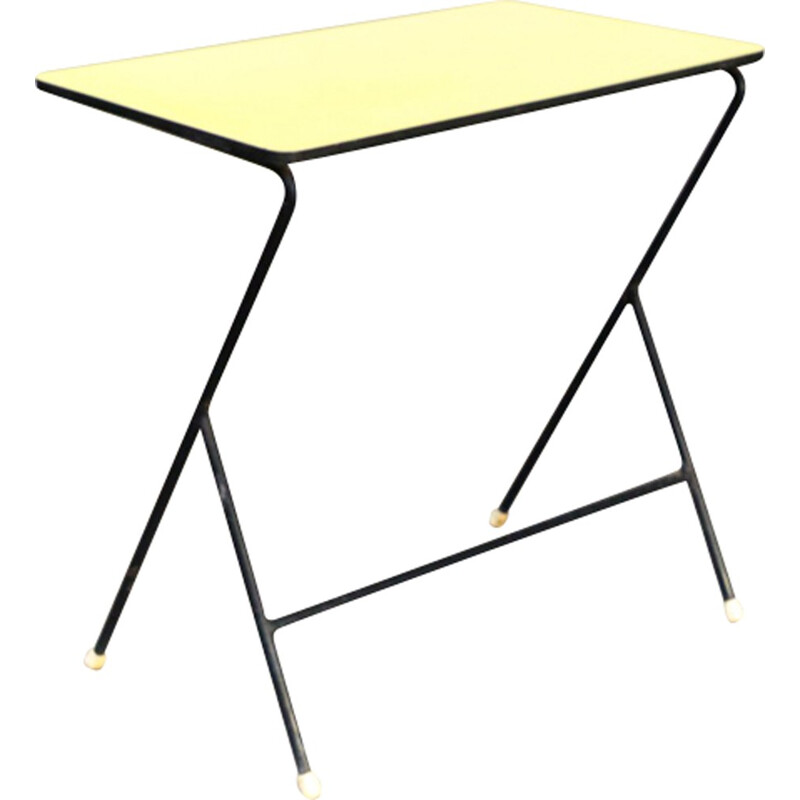 Vintage Metal side table yellow top by Pilastro - 1960s