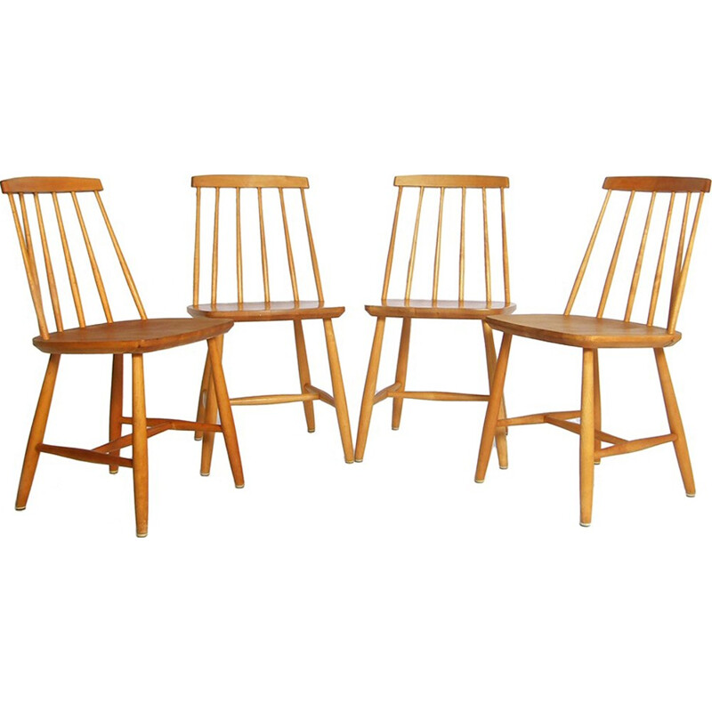 Suite de 4 chaises à repas vintage par Ygnve Ekstrom pour Nesto - 1950