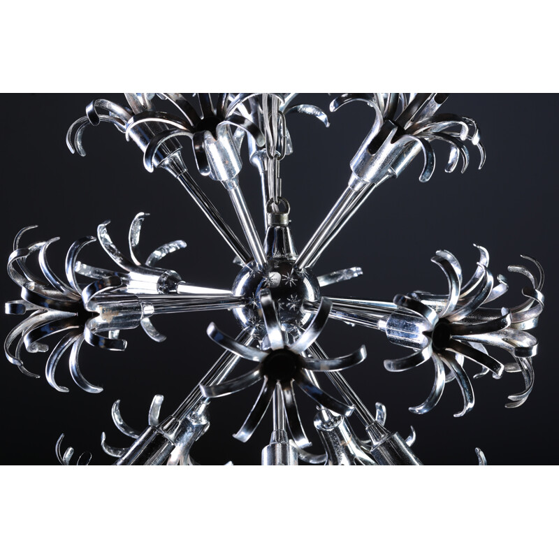 Vintage Chrome Sputnik Chandelier - 1970s 