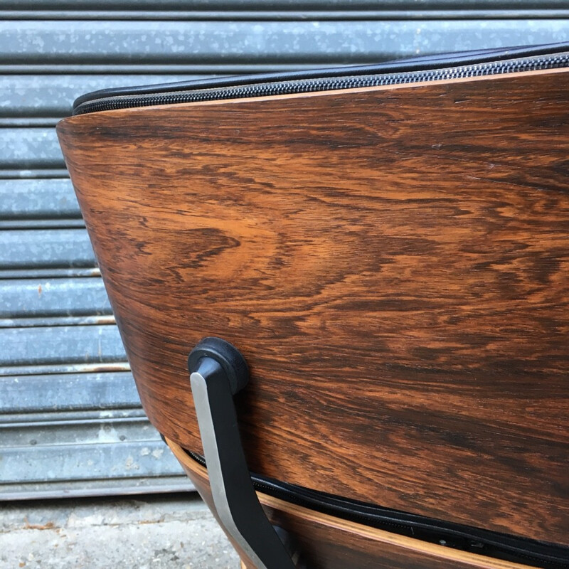 Vintage Leather Rosewood Rio armchair with its otoman by Herman Miller - 1950s