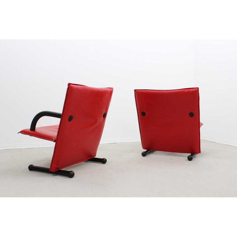 Set of 2 of T-Line Leather Armchairs by Burkhard Vogtherr for Arflex - 1980s