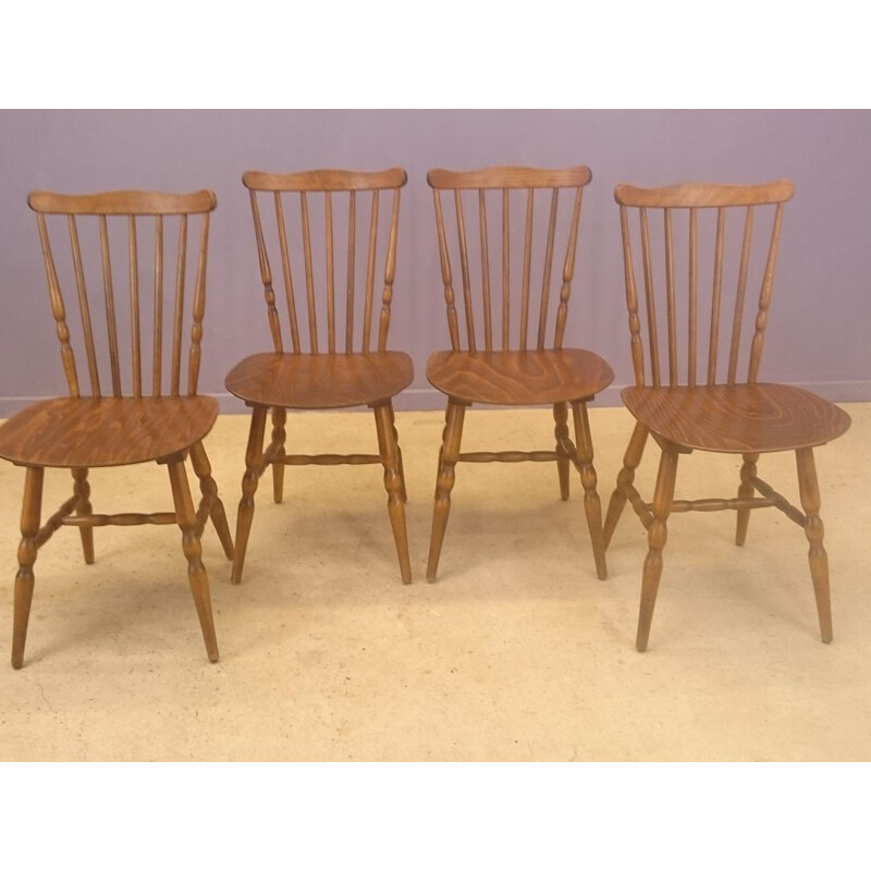 Suite de quatre chaises vintages bistrot de Baumann - 1950