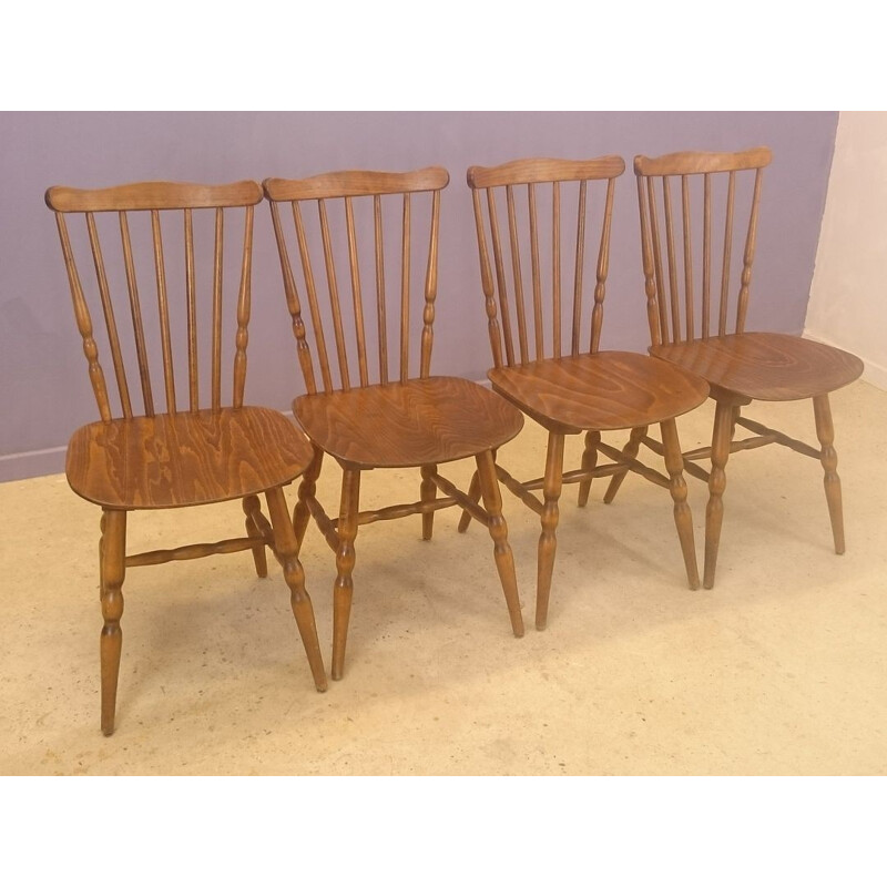 Suite de quatre chaises vintages bistrot de Baumann - 1950