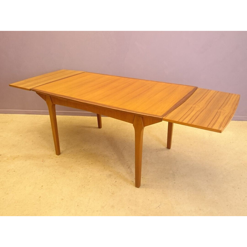 Vintage scandinavian teak table with two extensions - 1950s