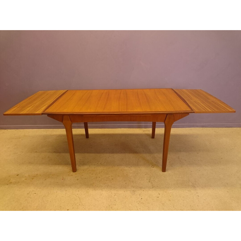 Vintage scandinavian teak table with two extensions - 1950s