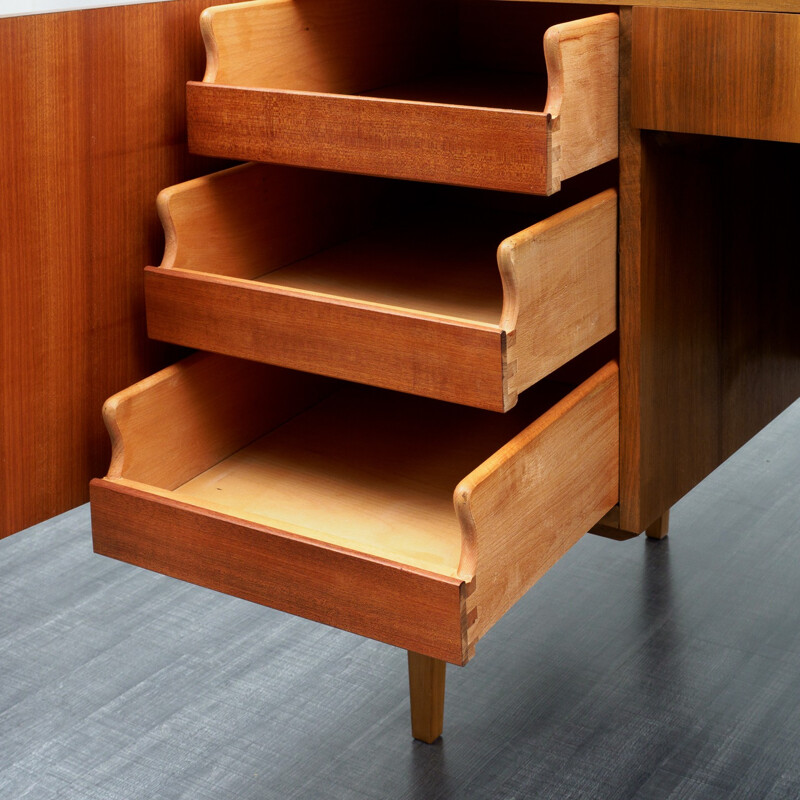 Vintage restored walnut desk - 1950s