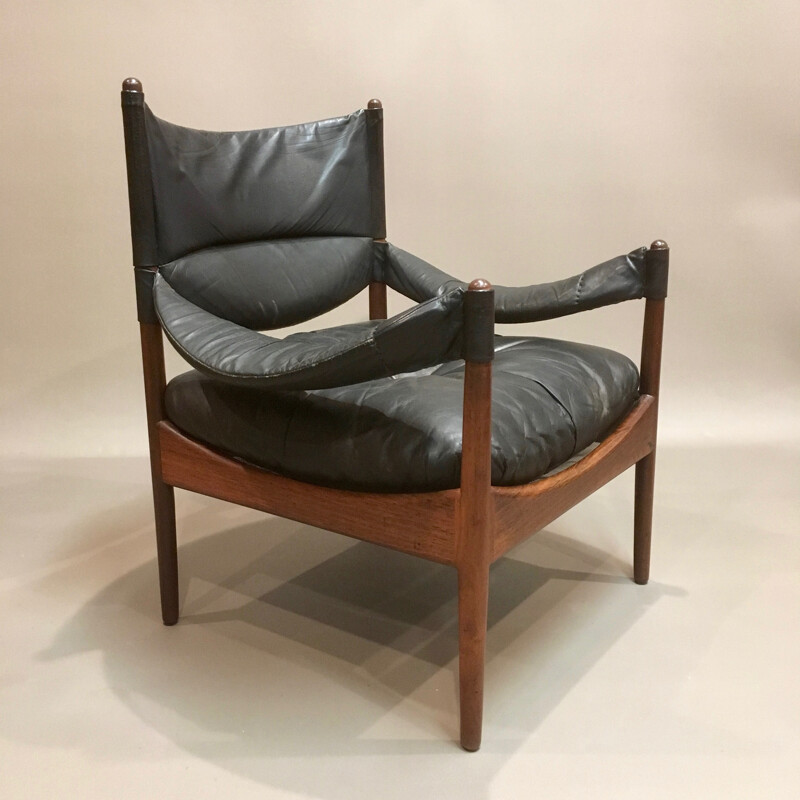 Armchair "Modus" in leather and rosewood by Kristian Solmer Vedel for Soren Willadsen - 1963
