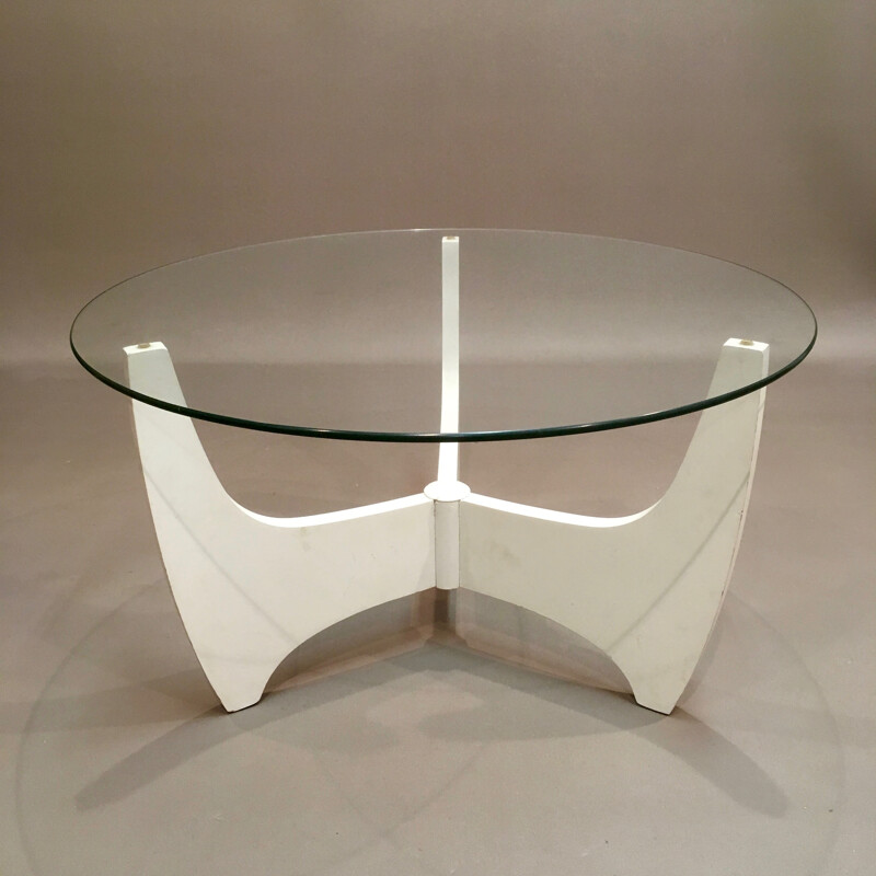 Table basse scandinave vintage blanche - 1950
