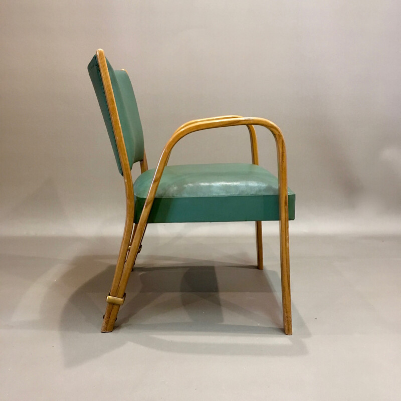 Vintage armchair "Bow Wood" by Hugues Steiner - 1950s