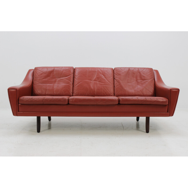 Vintage danish red 3-Seater Sofa in rosewood - 1960s