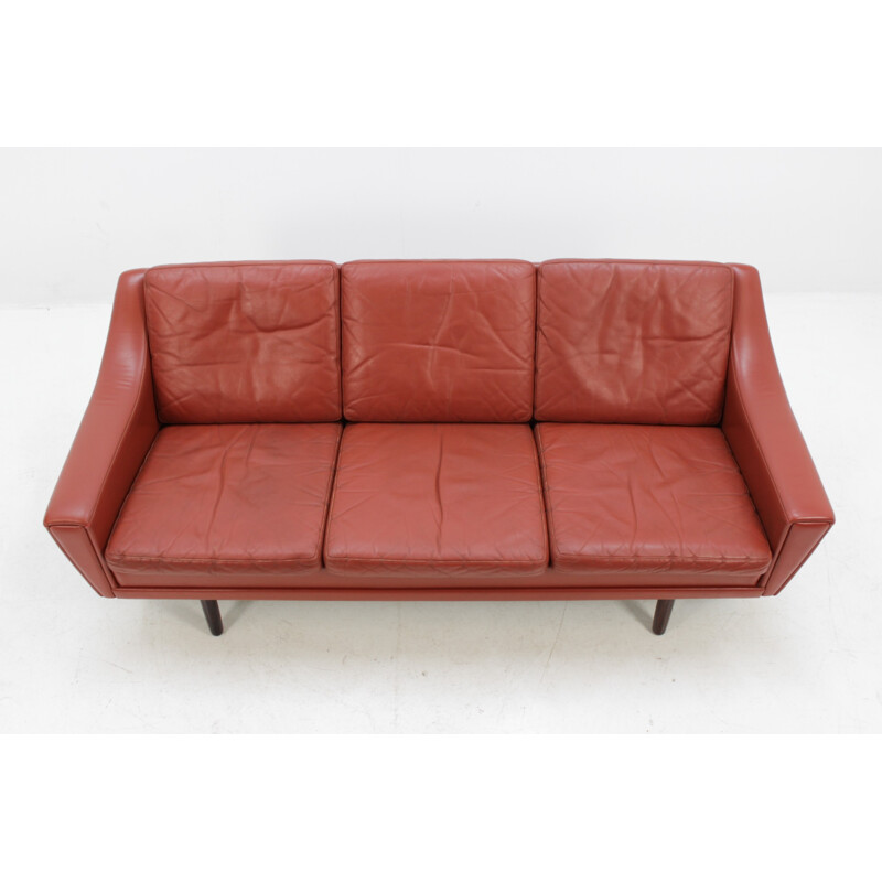 Vintage danish red 3-Seater Sofa in rosewood - 1960s