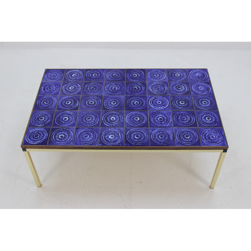 Table Basse Vintage Danoise bleue en Céramique - 1960