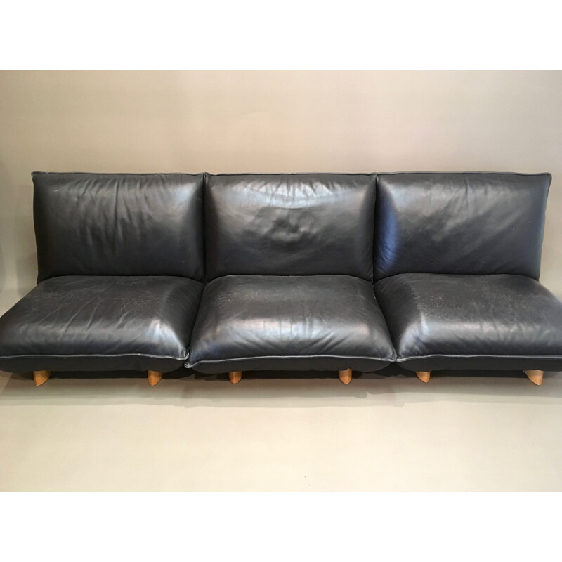 Modular sofa with 4 elements in leather - 1960s