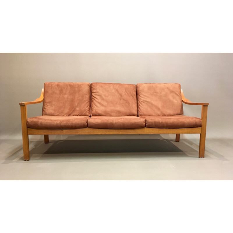 Vintage scandinavian camel sofa in teak - 1950s