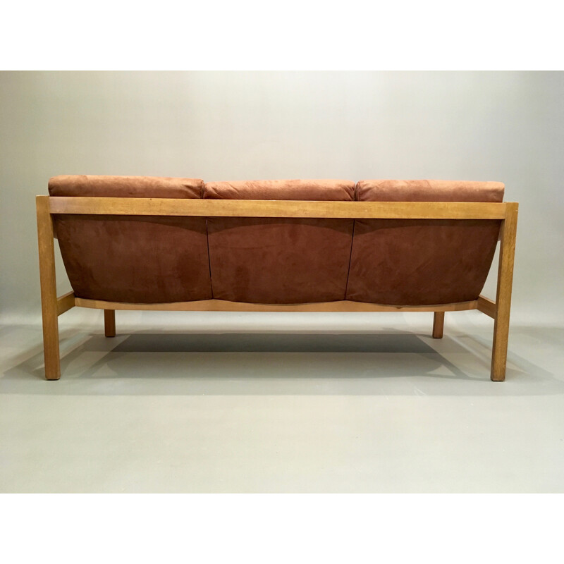 Vintage scandinavian camel sofa in teak - 1950s