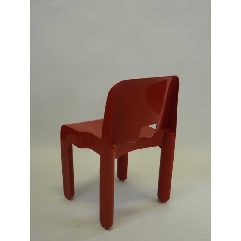 Vintage set of 4 red chairs by Joe Colombo - 1960s