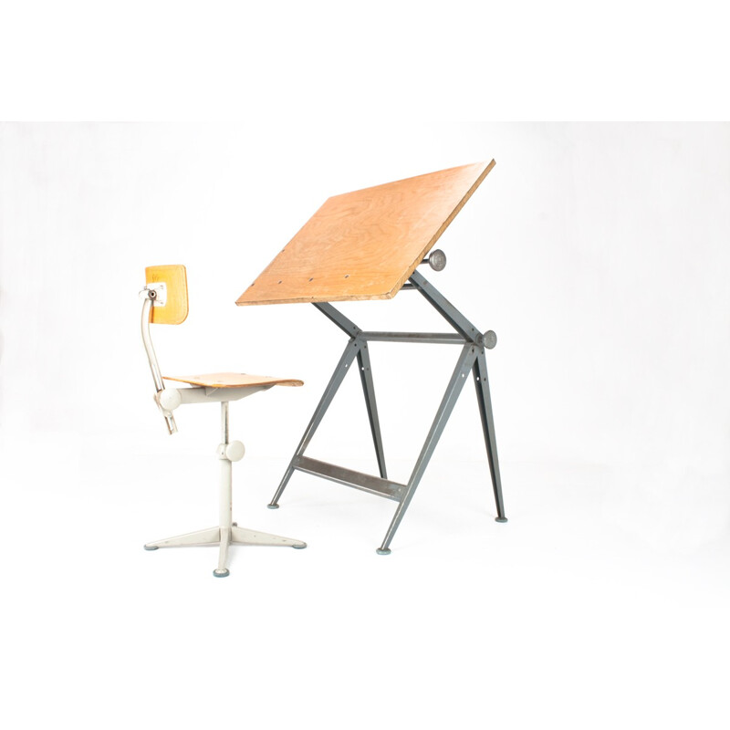 Drafting table in wood and metal, Friso KRAMER and Wim RIETVELD - 1960s