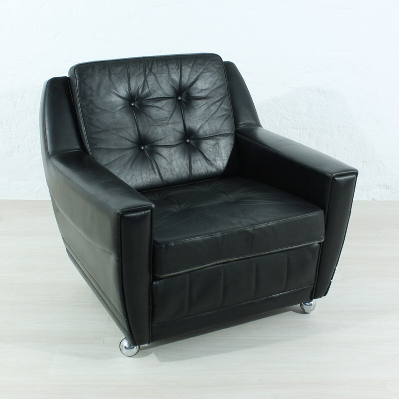 Fauteuil en cuir vintage - 1960