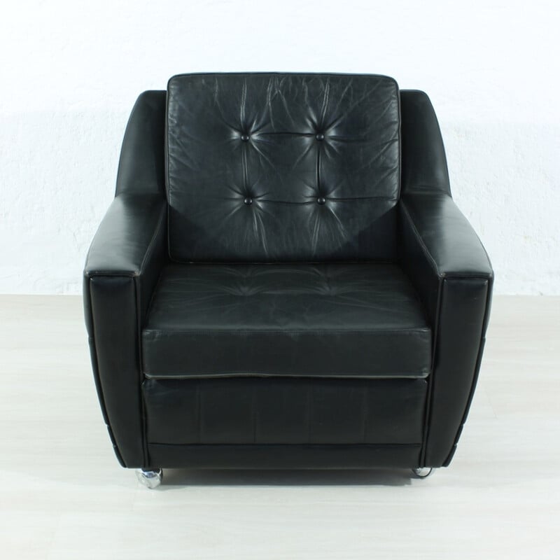 Vintage leather armchair - 1960s