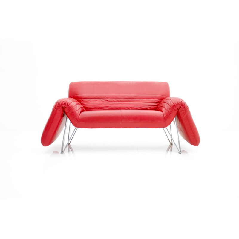 Vintage Red DS 142 Sofa by Wilfried Totzek for De Sede - 1980s