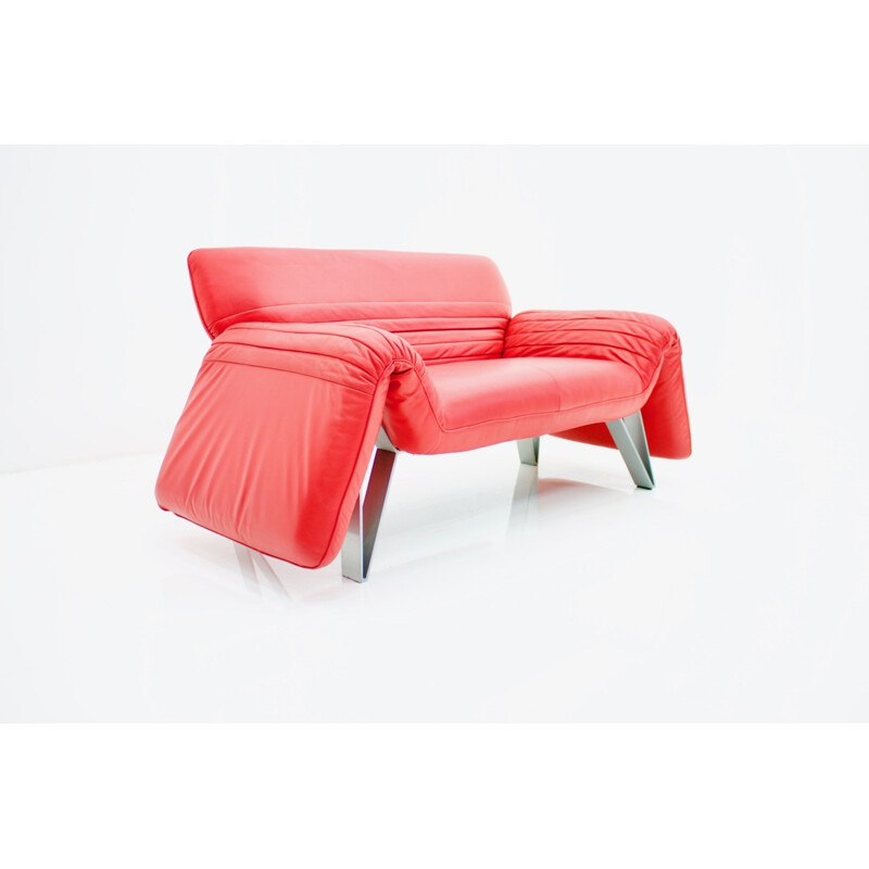 Vintage Red DS 142 Sofa by Wilfried Totzek for De Sede - 1980s