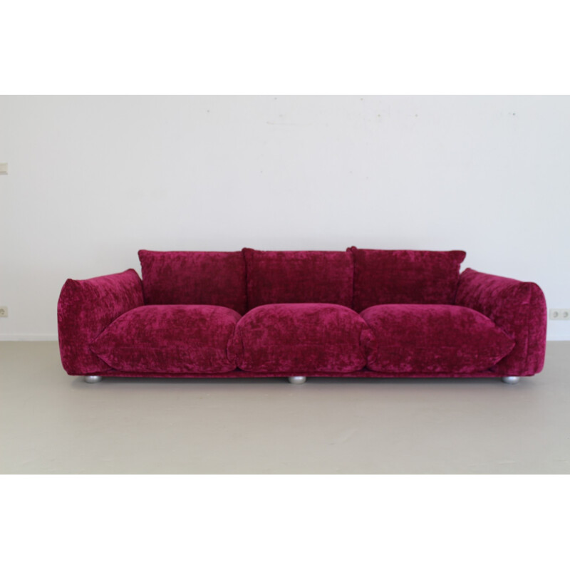 Vintage Large velvet threeseater sofa - 1980s