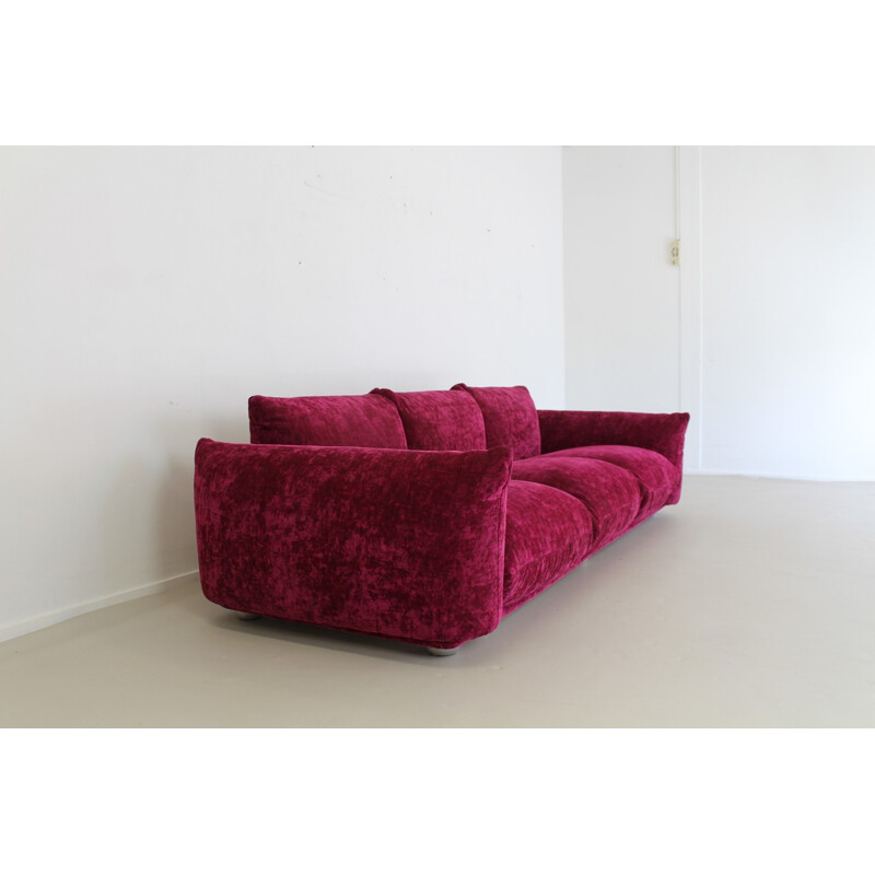 Vintage Large velvet threeseater sofa - 1980s