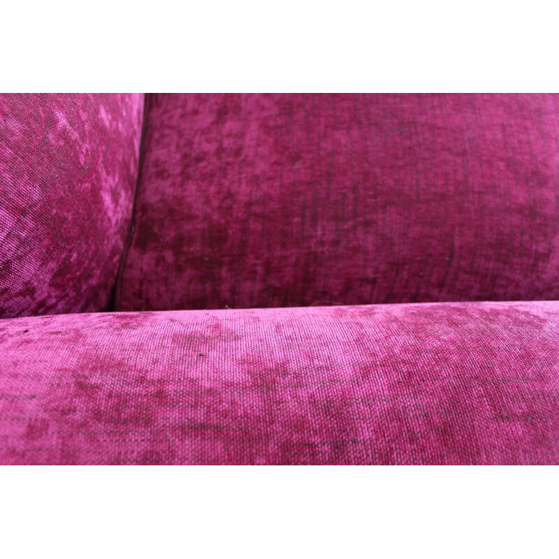 Vintage Large velvet threeseater sofa - 1980s