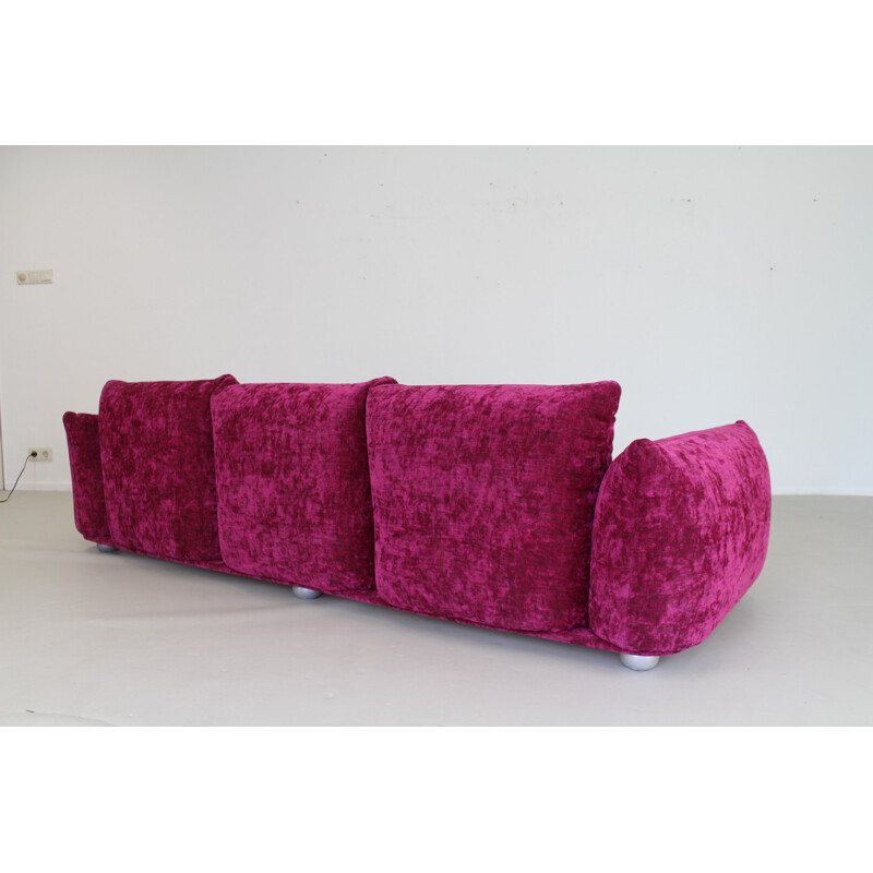 Vintage Large velvet threeseater sofa - 1980s