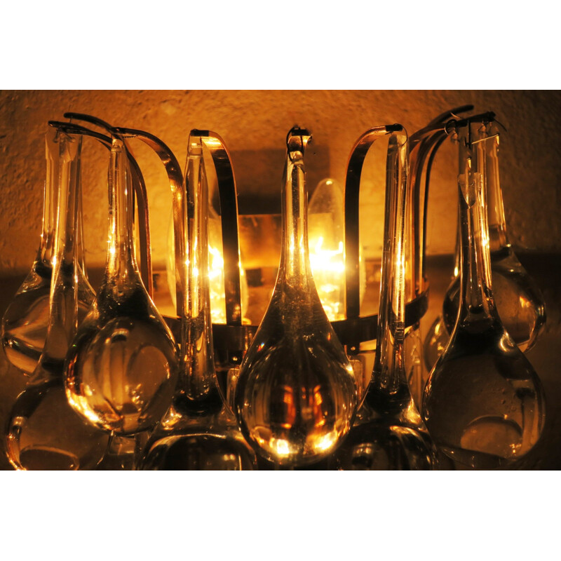 Set of 2 Glass and Gilt Brass Sconces by Christoph Palme - 1970s