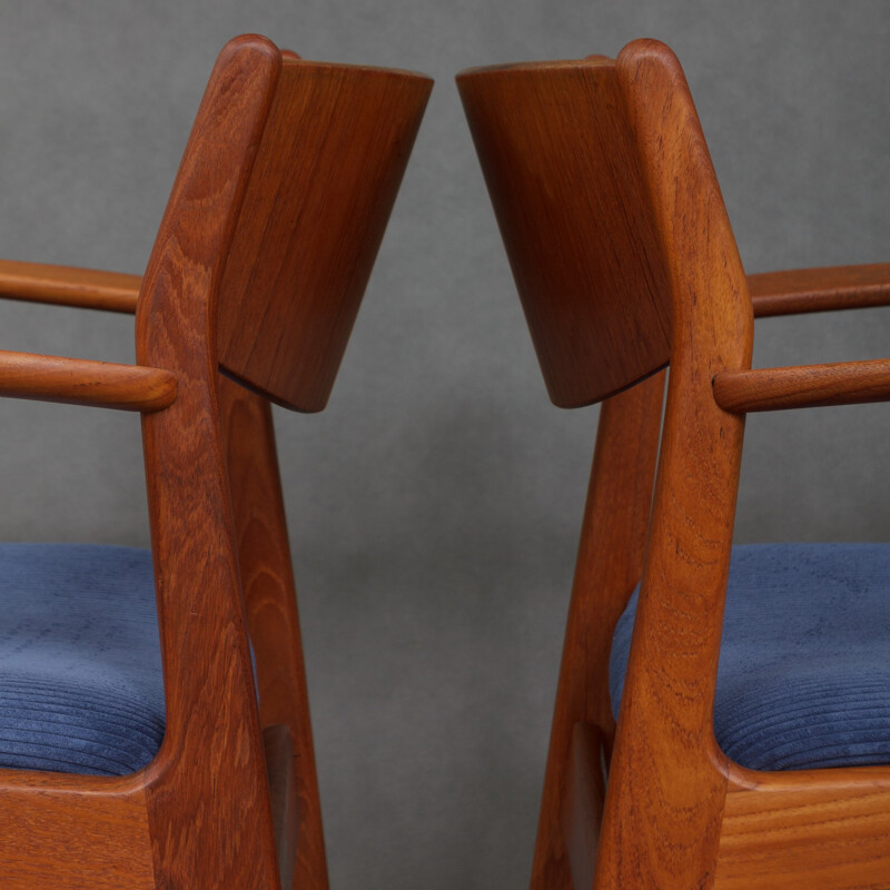 Set of 2 teak armchairs in corduroy - 1960s