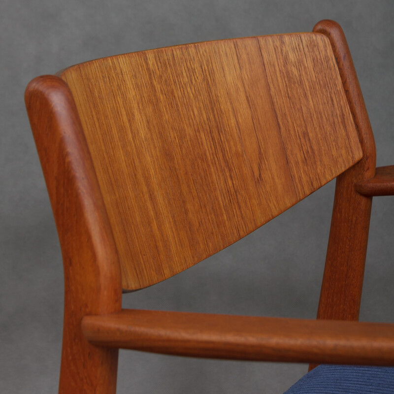 Set of 2 teak armchairs in corduroy - 1960s