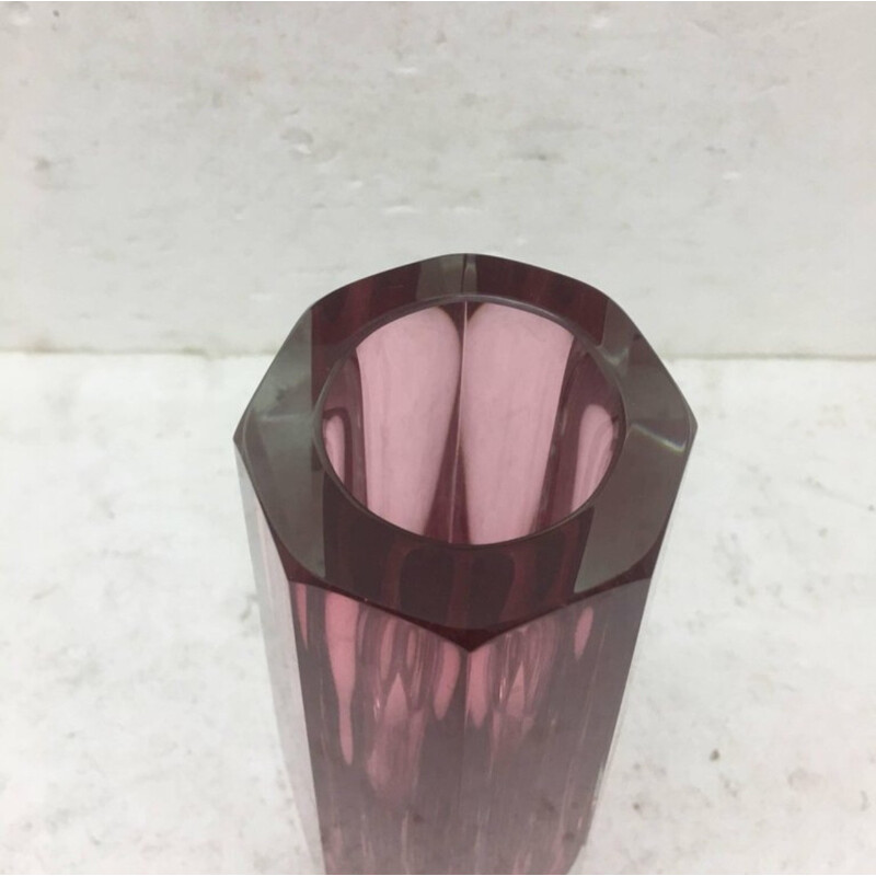 Sommerso faceted Murano Glass Vase by Mandruzzato - 1970s